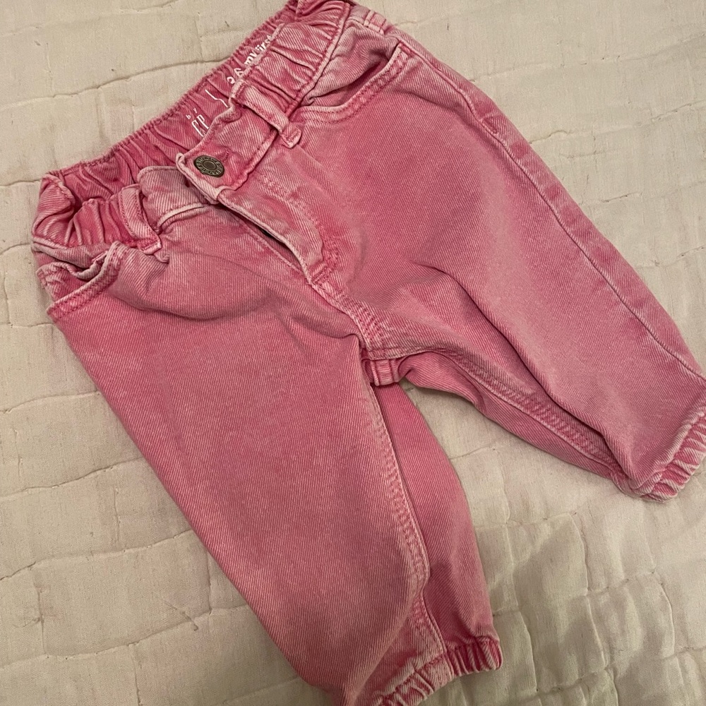 Gap bubble jeans, pink, 3-6 mo.
